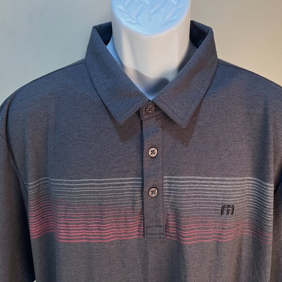 Travis Mathew Other - Travis Mathew Men's gray blue & pink striped golf polo shirt XXL Mint Condition